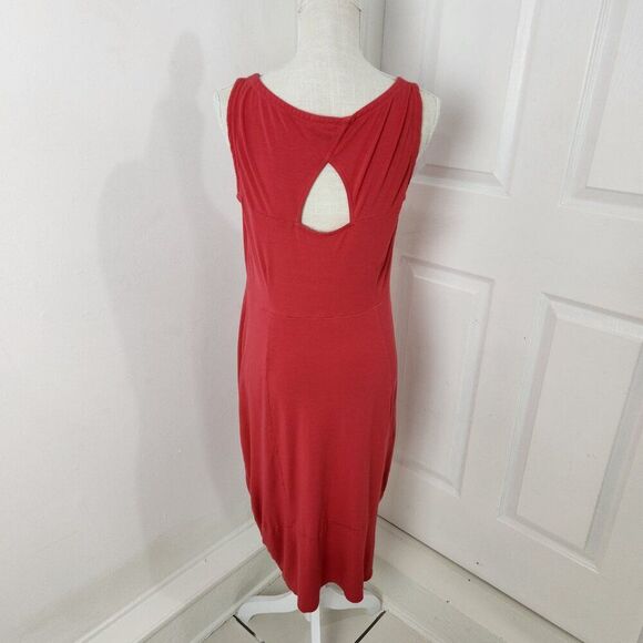 Eileen Fisher Dress Womens XS Pink Midi Jersey Knit Keyhole Minimalist Vacation - Picture 4 of 12